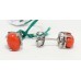 Stud Earrings Silver 925 Sterling Women Natural Coral Orange Gem Stone Handmade Gift E400